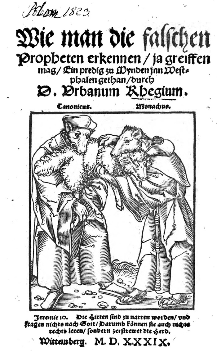 Two wolves eating a sheep, from the cover of Wie man die falschen ...